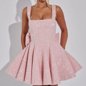 Elegant Pink Sequin Mini Dress